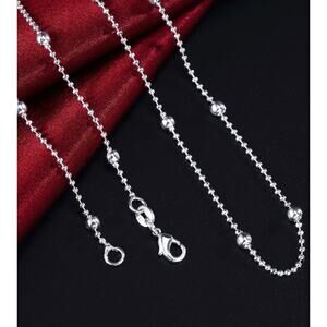 Fine Round Bead Chain 925 Stamp Silver color Necklace 20inch shimmering necklace